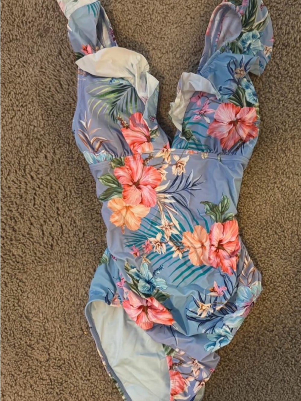 Blue Floral One-Piece Swimsuit